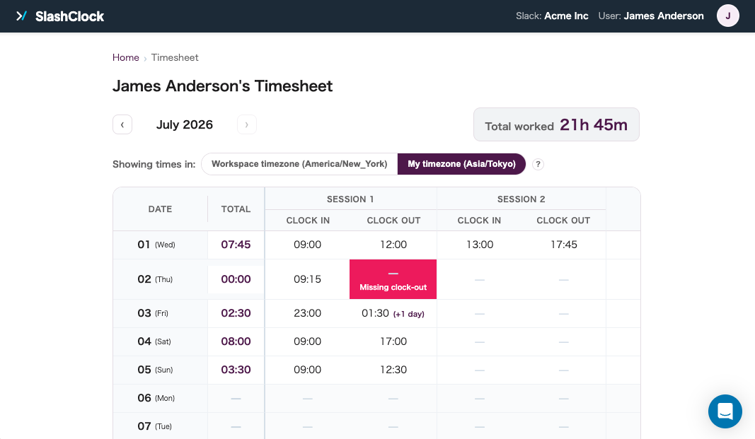 Attendance dashboard screen